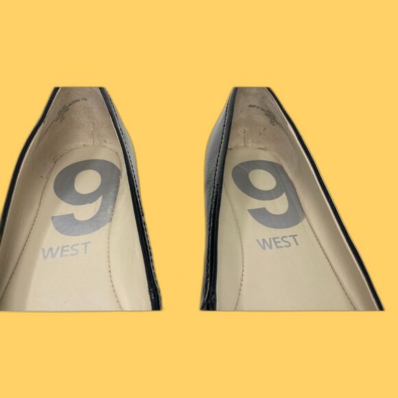 New w/box Nine West Black Faux Patent Leather Mod Flat US 10M - Picture 8 of 13